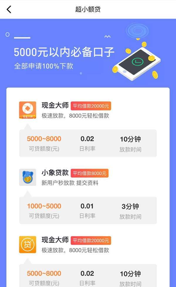 移动应用金融贷款项目页面模板插图