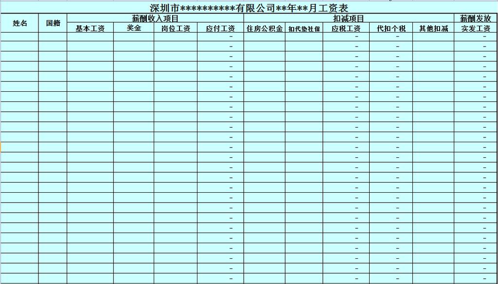 员工工资表模板(带公式),文档教程,免费素材下载网站插图