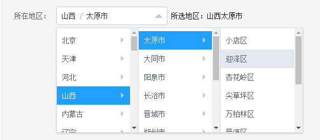 元素-ui省、市、县三级联动菜单代码插图