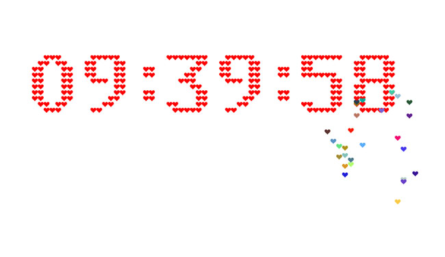 HTML5 Canvas爱心组成的数字时钟代码插图