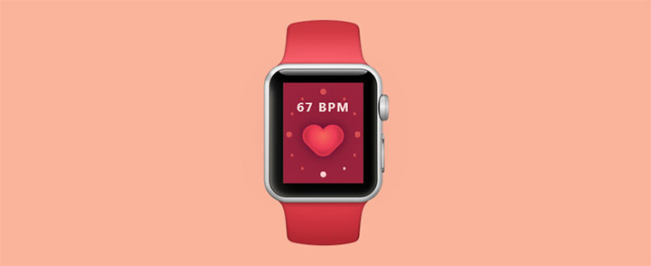 CSS3苹果iwatch手表样式app脉搏跟踪器动画特效插图