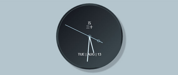 js+css3精美质感圆形时钟网页特效插图