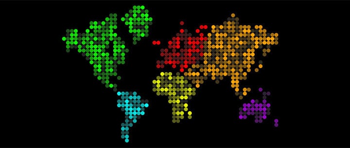 css3彩色点像素世界地图特效插图