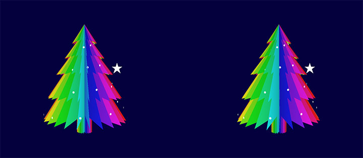 css3绘制的卡通彩色圣诞树旋转动画特效插图